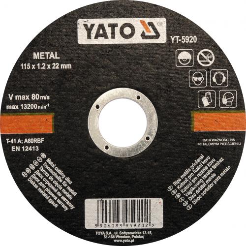 Kovový rezací kotúč 115x1,2x22 mm - Yato AK9