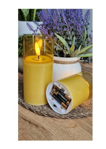 LED VLOŽKA SVIEČKY V PÚDE Z TMAVÉHO SKLA 13,5 x 6,5 cm ECRU