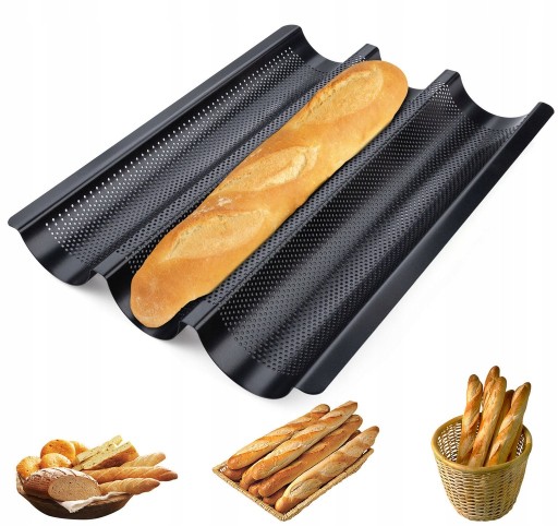 FORMA Plech na pečenie BAGET BAGETOVÝ CHLIEB PEČENIE NA 3 BAGETY