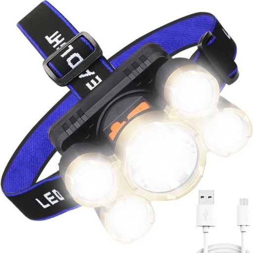 ČELOVÁ LAMPA 5 X CREE LED ČELOVÁ LAMPA VÝKONNÉ NASTAVITEĽNÉ 4 REŽIMY