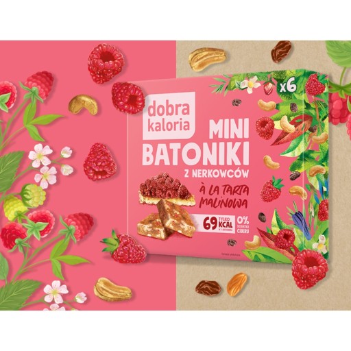 Mini malinové tartové tyčinky Dobra Kalorické oriešky 0% cukru pre deti 6 ks