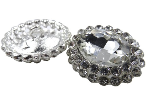 27mm Ozdobné gombíky 1ks STRIEBORNÉ zirkóny SILVER OZ13 16540