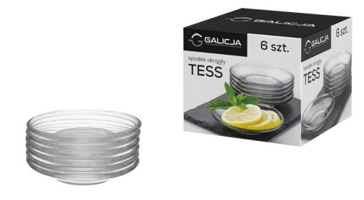TESS podšálka okrúhla sklenená 10,7 cm, malý hladký tanier, sada 6 kusov