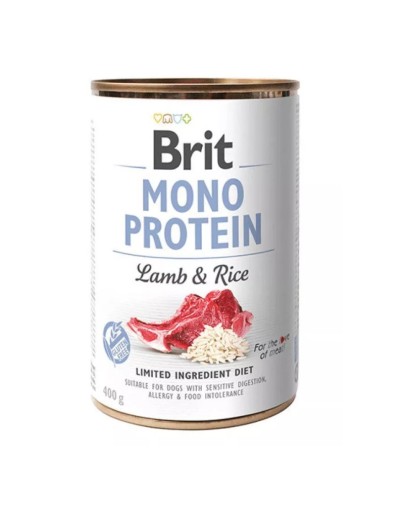 BRIT MONO Protein Mokré krmivo pre psov Jahňacia ryža 400g