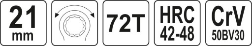 YATO KRÚŽKOVÝ KĽÚČ 21mm S RAČŇAČKOU, ZAOHNUTÝ CrV