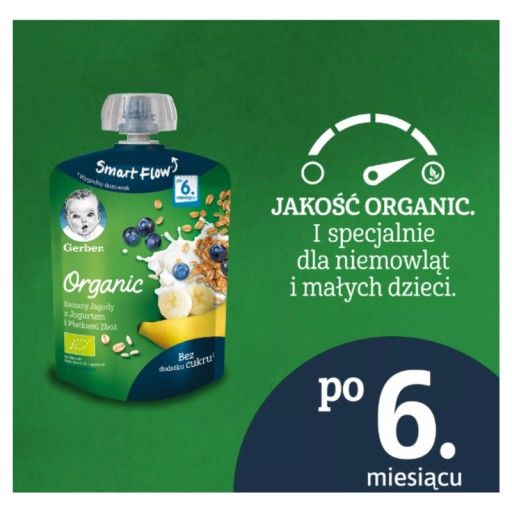 Ovocná pena Dezert Jogurt Vločky Čučoriedka Banán 80g Gerber Bio