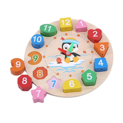 DREVENÝ TRIEDIČ PUZZLE HODINKY + KORÁLKY 2v1