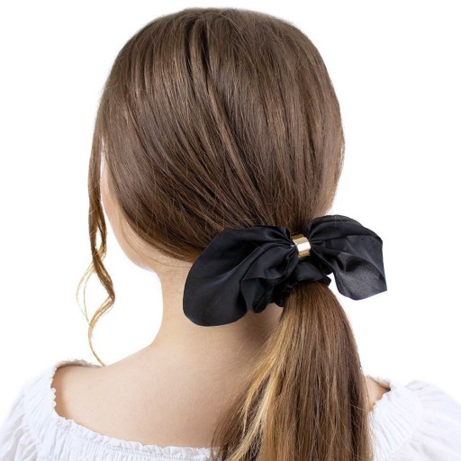 ŠATKA SCRUNCHIES, froté, ČIERNA