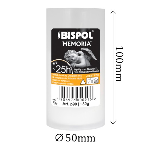 Vložka do sviečky parafínová BISPOL P90 25h 1 ks
