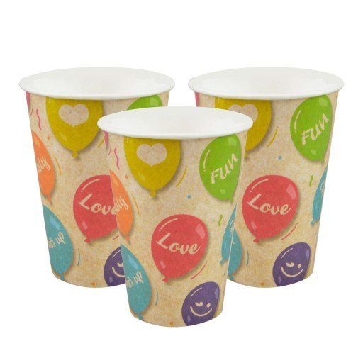 Kraft Balloons Papierové poháre Narodeninové balóny 200 ml, 12ks + poplatok SUP