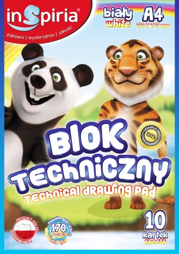 Inspiria Technická podložka A4 biela 10 listov