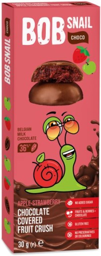 SNACK Bob Slimák jablkovo-jahodový TORTA 30g s ČOKOLÁDOU bez CUKRU