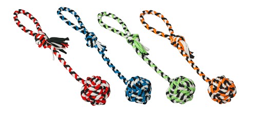 Hračka pre psa SZARPAK pletená loptička LARGE 8cm x 50cm XL