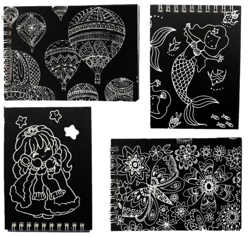 DÚHOVÁ KNIHA Omaľovánka SCRATCH BOOK SLIP ČIERNA NOTEBOOK 10K.