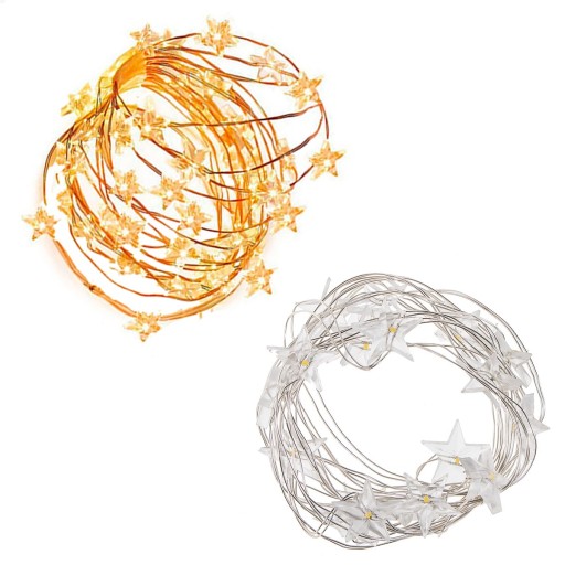 VIANOČNÉ SVIETIDLÁ, HVIEZDY, DRÔT, 20LED, BATÉRIE, 2m