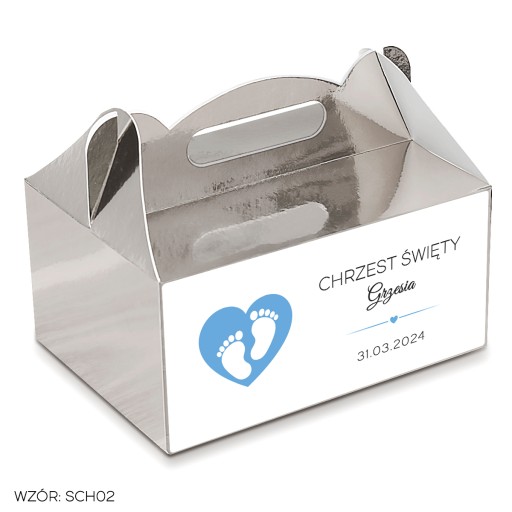 Strieborné tortové boxy s označením Svätý krst + personalizácia