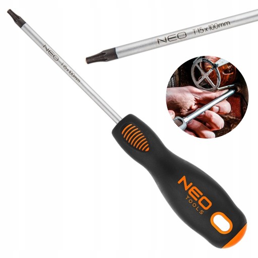 TORX SKRUTKOVAČ T15 X 100 MM S2 MAGNET NEO TOOLS