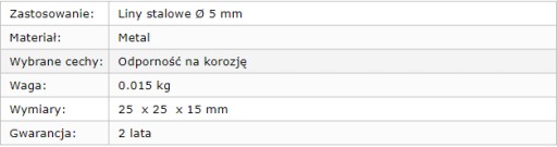 Kovová svorka na oceľové lano hrúbky 5 mm