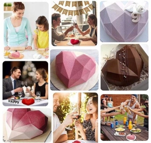 SILIKÓNOVÁ FORMA, 3D SRDCE, VEĽKÁ NA PEČENIE TORT