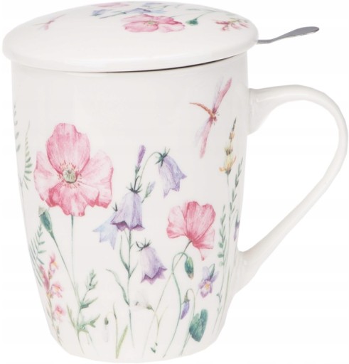 RAVI Porcelánový hrnček s infuzérom Decor Blossom 350 ml