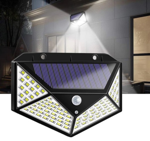 Solárna LAMPA NÁSTENNÁ LAMPA pohybový senzor 100LED E080
