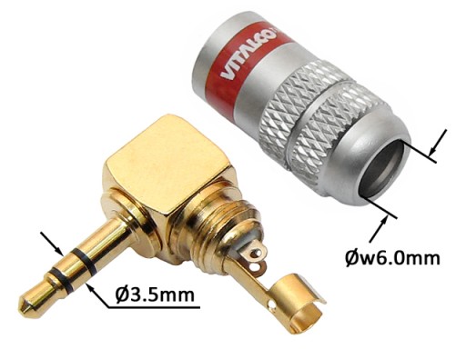 JACK konektor 3,5mm 3P TRS stereo uhlový CHROME VITALCO