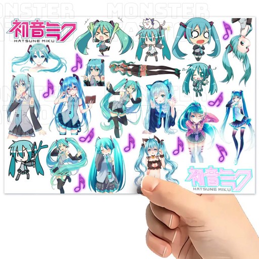 UMÝVAJÚCE DOČASNÉ TETOVANIE PRE DETI HATSUNE MIKU ORIGINÁLNE DIZAJNY