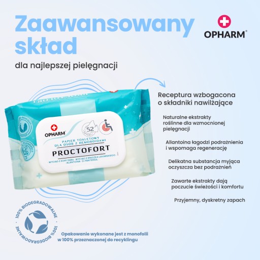 Proctofort vlhčený toaletný papier 52 ks.
