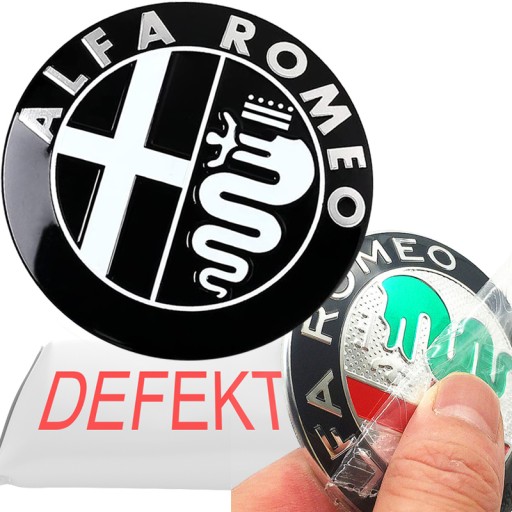 ZNAK ALFA ROMEO 74mm 147 156 159 mito DEFEKT!