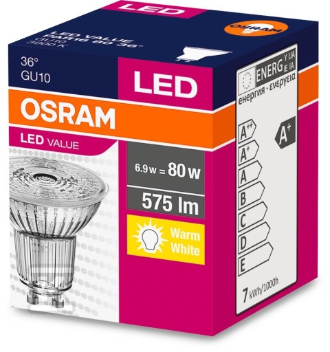 OSRAM HALOGEN GU10 LED žiarovka 6,9W 80W 3000K