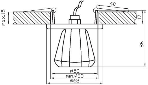 Candellux SK-32 CH G4 chróm strop. konštantný kryštál 20W G4 lievik
