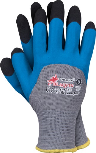 Pracovné rukavice DRAGON Pohodlné rukavice potiahnuté latexom BLAQFIN veľkosť 9