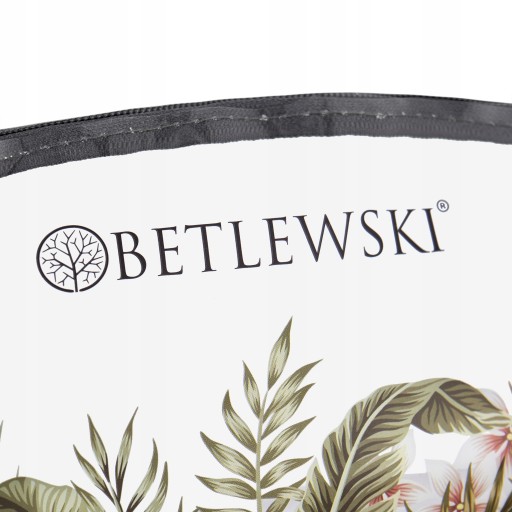 BETLEWSKI Priehľadná dámska kozmetická taštička, malá, ľahká, na zips, cestovné kvietky
