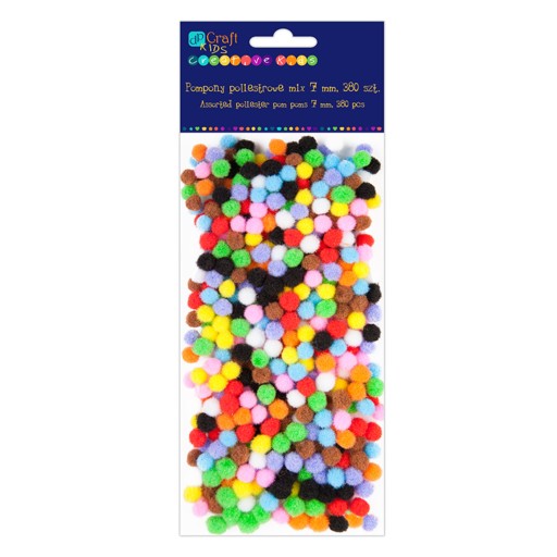 Polyesterové brmbolce - farebné, 7 mm, 380 ks.