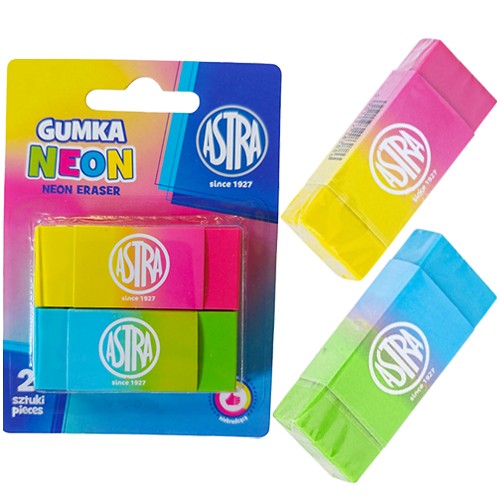 ASTRA ŠKOLNÁ GUMA, MÄKKÁ, DVOJFAREBNÁ, NEÓNOVÁ
