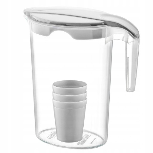 PLASTOVÝ DŽVAN NA VODU, ŠŤÁVU, NÁPOJE, 1,75L S viečkom + 4 POHÁRKY
