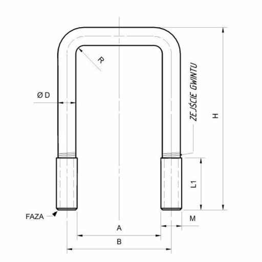 Štvorcový ovál M8x49x90 mm (1 1/2 palca) 1 ks