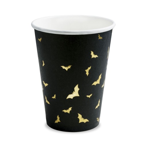 HALLOWEEN papierové poháre čierne s BATS 220 ml 6 ks