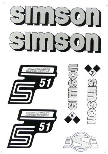 ENDURO NÁLEPKY SIMSON STRIEBORNÁ SET
