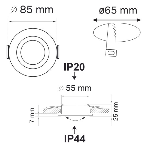 Okrúhle biele zápustné svietidlo NEPTUN MR16 IP44