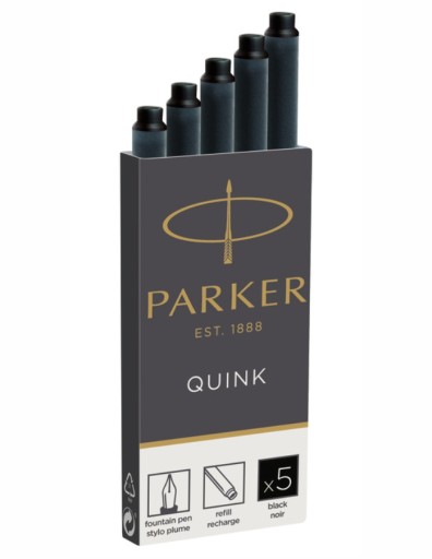 PARKER QUINK ŠTANDARDNÉ NÁPLNE PER DLHÉ ČIERNA 5 KS.
