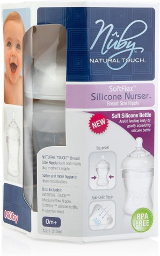 Nuby, Natural Touch, silikónová fľaša, 300 ml 0+