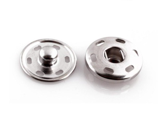 Našívané patentky, NEREZ, 19 mm striebro, 10 sád