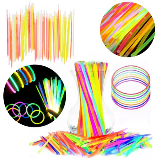 Svietiace náramky, čelenky, fluorescenčné tyčinky, 10 ohnivých tyčiniek