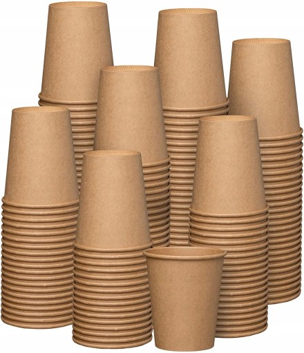 JEDNORÁZOVÉ PAPÍROVÉ POHÁRKY, hnedé, na kávu, čaj, 250 ml, 100 kusov