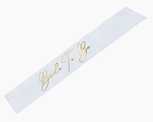 Šerpa na sliepky, biela, BRIDE TO BE, zlatý nápis, 150 cm