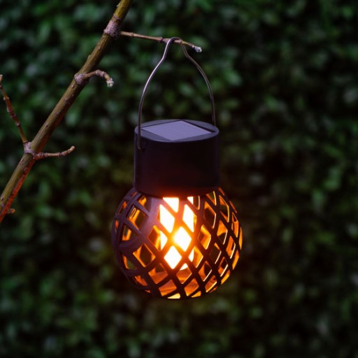 solárne svietidlo POCHODNIA guľová závesná dekorácia 6 LED plameň plameňa P-206