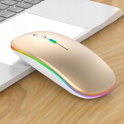 CHOĎTE VYŠŠÍM KAMENOM ĽAHKÁ BEZDRÔTOVÁ RGB MYŠ Zlatá