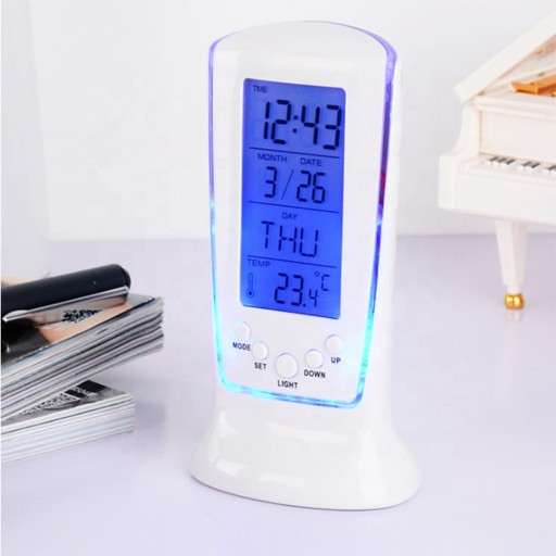 ALARM Clock Elektronický tichý digitálny stojaci METEOROLOGICKÁ STANICA Teplomer