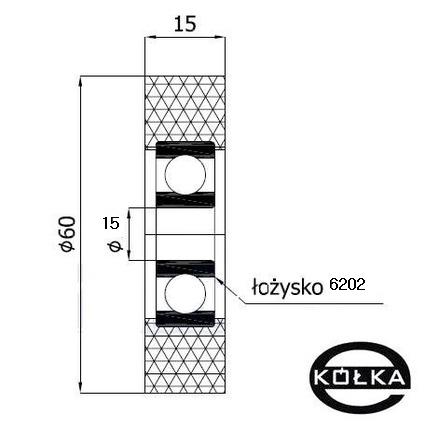 POLYURETÁNOVÝ PRÍTLAČNÝ VALEC fi.60mm S LOŽISKOM